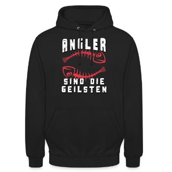 Angler sind die geilsten - Unisex Hoodie - Schwarz - Vorne - Alina (178cm) & Michal (187cm)