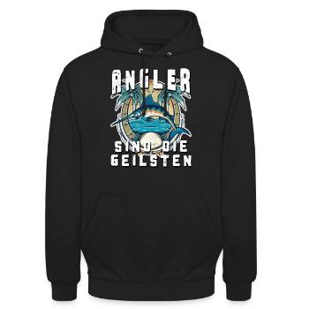 Angler sind die geilsten - Unisex Hoodie - Schwarz - Vorne - Alina (178cm) & Michal (187cm)