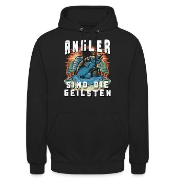 Angler sind die geilsten - Unisex Hoodie - Schwarz - Vorne - Alina (178cm) & Michal (187cm)