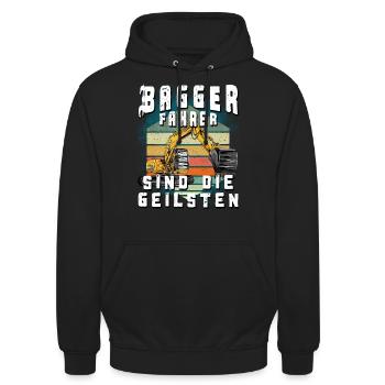 Baggerfahrer sind die geilsten - Unisex Hoodie - Schwarz - Vorne - Alina (178cm) & Michal (187cm)