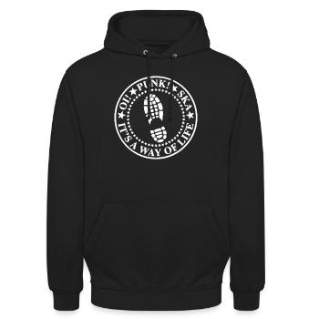 Oi Skinhead, Skinhead Girl, Punk - Unisex Hoodie - Schwarz - Vorne - Alina (178cm) & Michal (187cm)