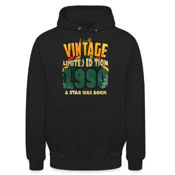 Vintage Edition Baujahr 1990 Geburtstagsgeschenk - Unisex Hoodie - Schwarz - Vorne - Alina (178cm) & Michal (187cm)