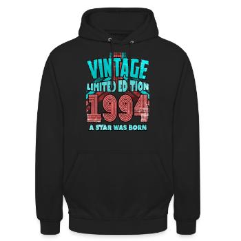 Vintage Edition Année 1994 Cadeau d’anniversaire - Sweat-shirt à capuche unisexe - noir - Devant - Alina (178cm) & Michal (187cm)