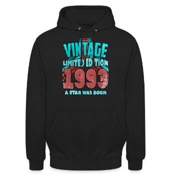 Vintage Edition Année 1993 Cadeau d’anniversaire - Sweat-shirt à capuche unisexe - noir - Devant - Alina (178cm) & Michal (187cm)