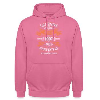 Jahre der Exzellenz April 1997 Geschenk - Unisex Hoodie - Pink - Vorne - Alina (178cm) & Michal (187cm)