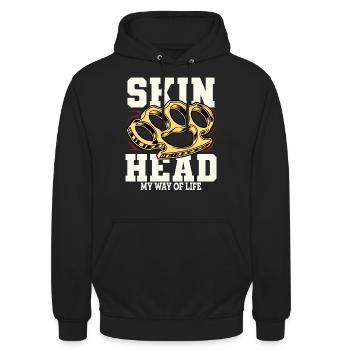 Oi Skinhead Shirt - Unisex Hoodie - Schwarz - Vorne - Alina (178cm) & Michal (187cm)
