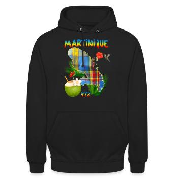 Martinique Madras Tropical Colibri - Sweat-shirt à capuche unisexe - noir - Devant - Alina (178cm) & Michal (187cm)