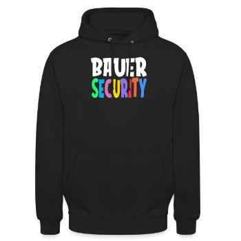 Colorful Bauer Security Rainbow Lettering Logo - Unisex Hoodie - Schwarz - Vorne - Alina (178cm) & Michal (187cm)