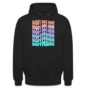 Hoffmann Retro Nachname Familie Geschenk - Unisex Hoodie - Schwarz - Vorne - Alina (178cm) & Michal (187cm)