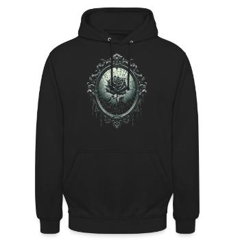 Rose avec miroir brisé - Gothique - Sweat-shirt à capuche unisexe - noir - Devant - Alina (178cm) & Michal (187cm)