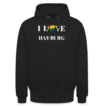 Hamburg - Geschenkidee - Unisex Hoodie - Schwarz - Vorne - Alina (178cm) & Michal (187cm)