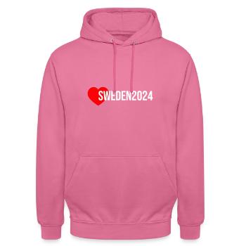 Suède 2024 Vacances du cœur - Sweat-shirt à capuche unisexe - rose - Devant - Alina (178cm) & Michal (187cm)