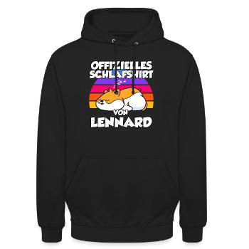 Offizielles Schlafshirt Von Lennard - Unisex Hoodie - Schwarz - Vorne - Alina (178cm) & Michal (187cm)