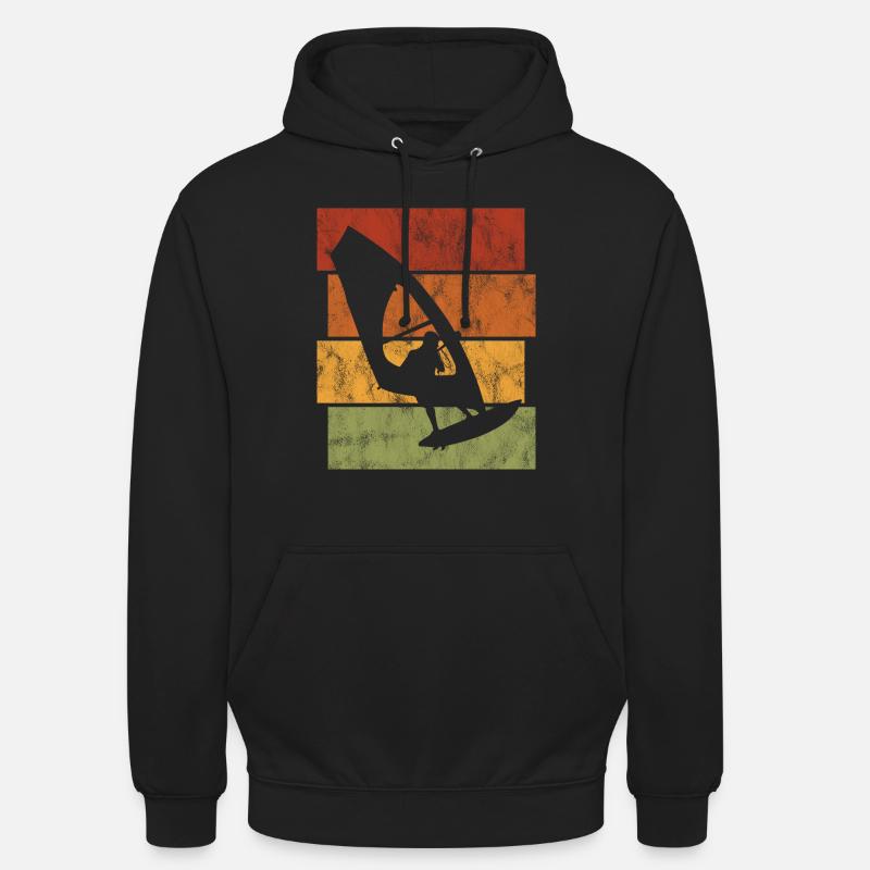 Surf de windsurf Retro Windsurfer - Sweat-shirt à capuche unisexe - noir