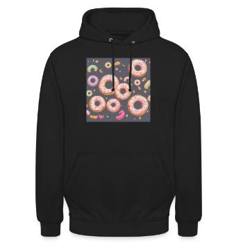 Donut Paradise - Unisex Hoodie - Schwarz - Vorne - Alina (178cm) & Michal (187cm)