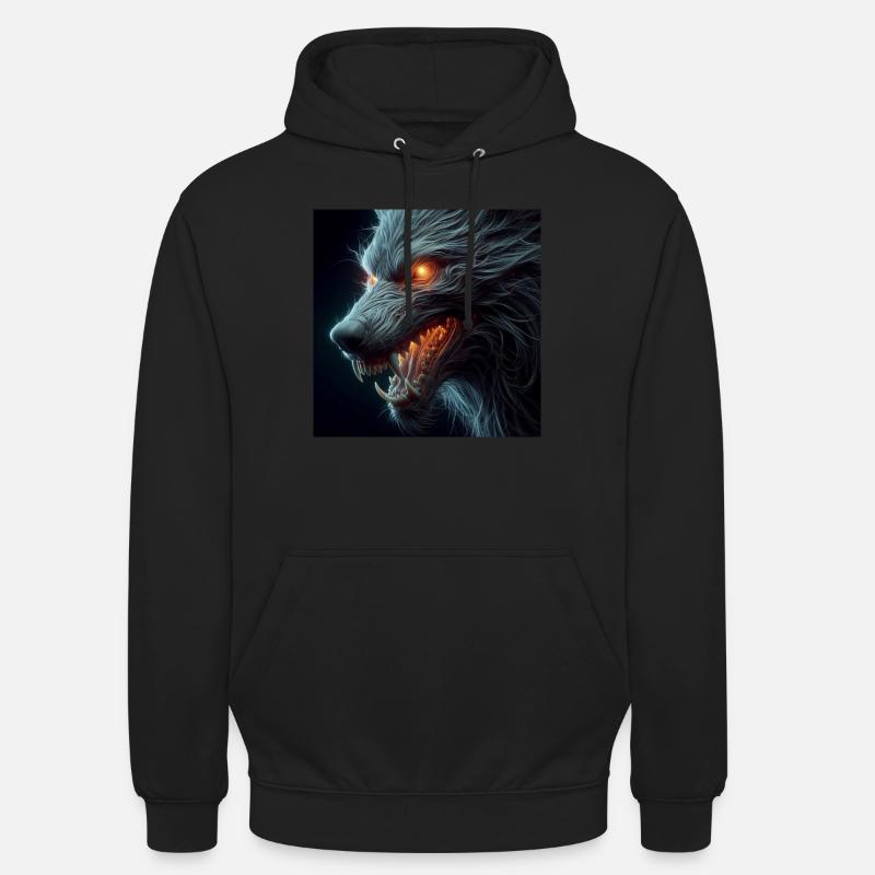 Wolf unheimlich gefährlich Hyperrealismus 3 D - Unisex Hoodie - Schwarz