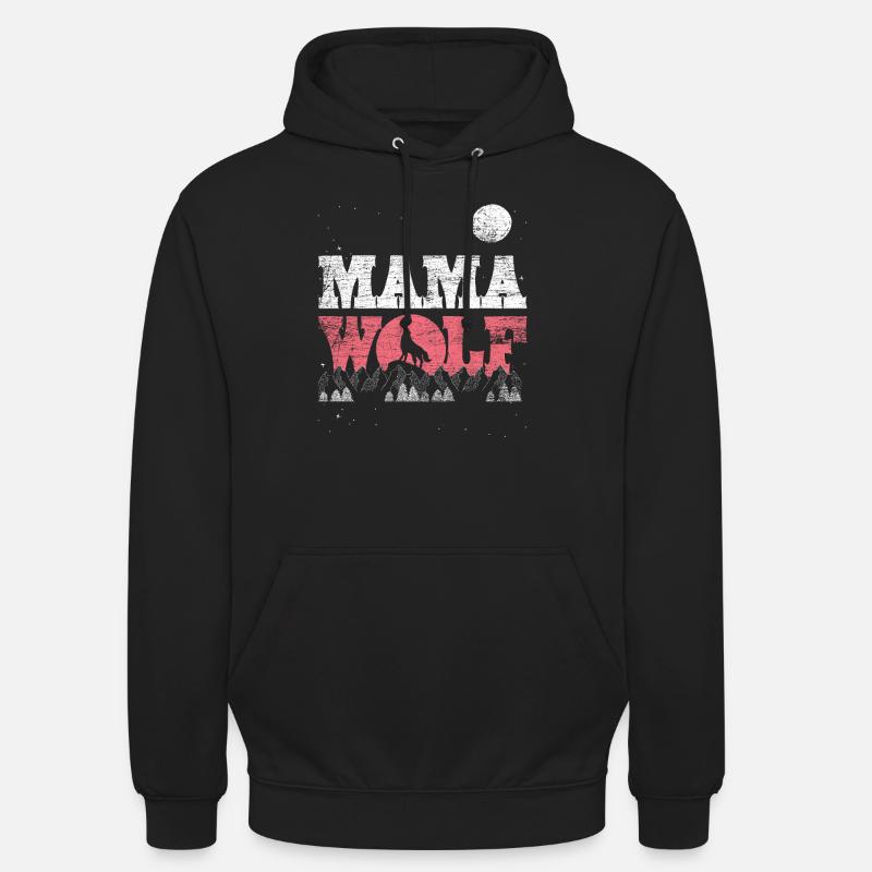 Wolf Mama - Sweat-shirt à capuche unisexe - noir