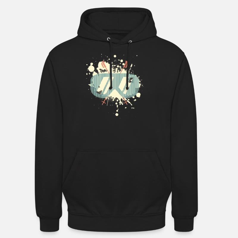 ski elements retro ski, ski, skieur - Sweat-shirt à capuche unisexe - noir