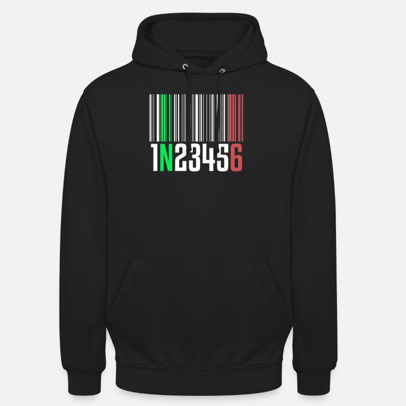 1N23456 Motorcycle Gear One Down Five Up Barcode - Unisex Hoodie - black