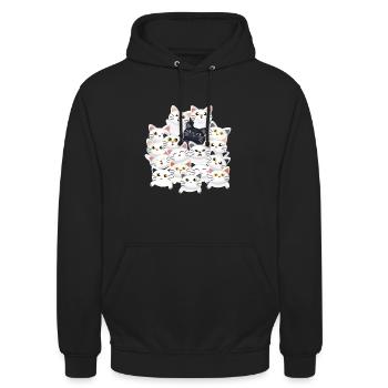 Katzen auf dem Haufen - Unisex Hoodie - Schwarz - Vorne - Alina (178cm) & Michal (187cm)