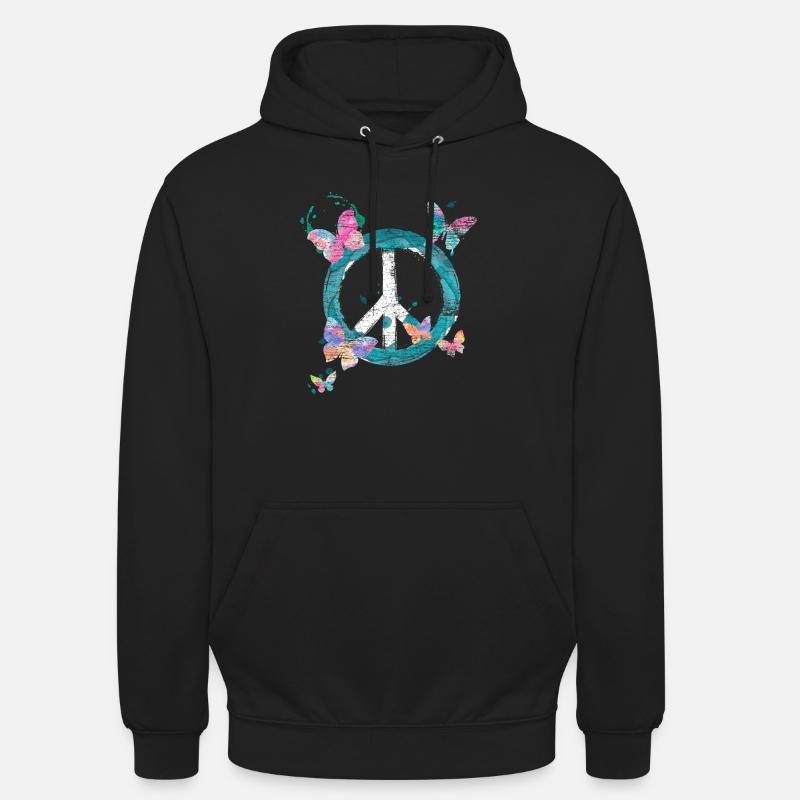 Papillons Paix - Sweat-shirt à capuche unisexe - noir
