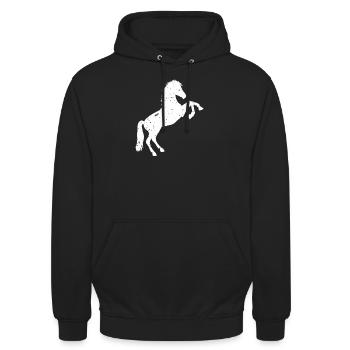 Steigendes Pferd Wildpferd vintage Schimmel steigt - Unisex Hoodie - Schwarz - Vorne - Alina (178cm) & Michal (187cm)