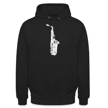 Saxophon Sax - Unisex Hoodie - Schwarz - Vorne - Alina (178cm) & Michal (187cm)