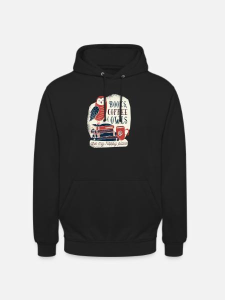 Bücher Kaffee und Eulen - Unisex Hoodie - Schwarz