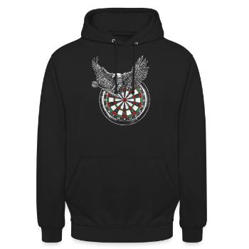 Adler Bulls Eye Dart Darts Dartpfeil Dartscheibe - Unisex Hoodie - Schwarz - Vorne - Alina (178cm) & Michal (187cm)