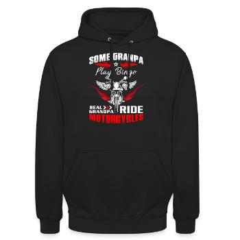 Moto au lieu de Bingo Papy conduite Chopper Rocker - Sweat-shirt à capuche unisexe - noir - Devant - Alina (178cm) & Michal (187cm)