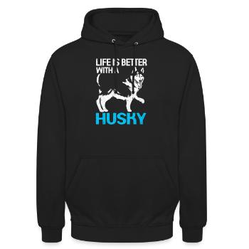 Husky - Sweat-shirt à capuche unisexe - noir - Devant - Alina (178cm) & Michal (187cm)