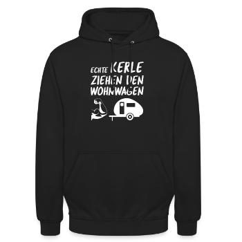 Caravan man joke camping camper - Unisex Hoodie - black - Front - Alina (178cm) & Michal (187cm)