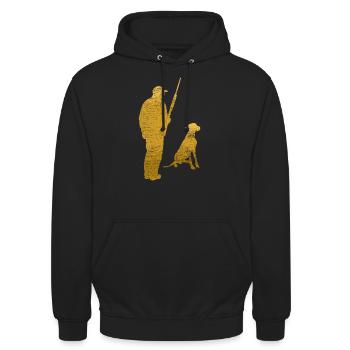 Jäger Jagdhund - Unisex Hoodie - Schwarz - Vorne - Alina (178cm) & Michal (187cm)