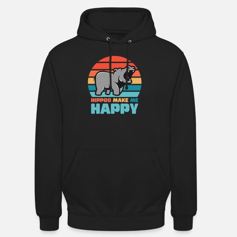 Nilpferd Glück - Unisex Hoodie - Schwarz