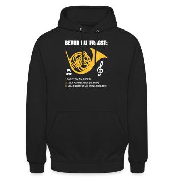 Waldhorn Horn - Unisex Hoodie - Schwarz - Vorne - Alina (178cm) & Michal (187cm)