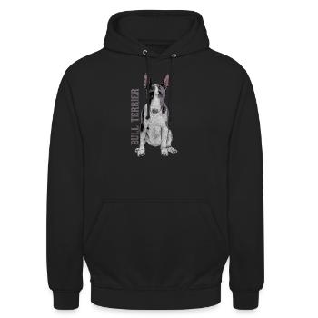 Bull Terrier - Sweat-shirt à capuche unisexe - noir - Devant - Alina (178cm) & Michal (187cm)