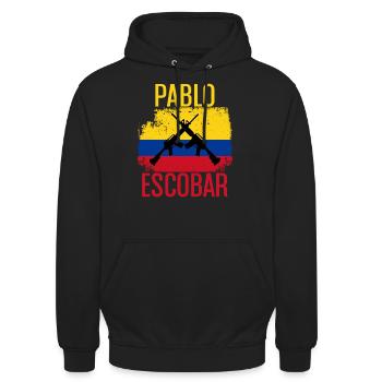 Pablo Escobar - Colombie - Sweat-shirt à capuche unisexe - noir - Devant - Alina (178cm) & Michal (187cm)