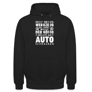 KFZ-Mechaniker Auto Schrauber - Unisex Hoodie - Schwarz - Vorne - Alina (178cm) & Michal (187cm)