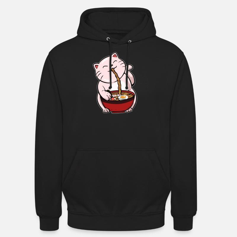 Chat ramen kawaii - Sweat-shirt à capuche unisexe - noir