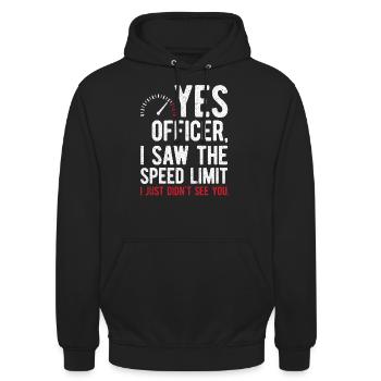 Yes Officer, I Saw The Speed Limit - Unisex Hoodie - Schwarz - Vorne - Alina (178cm) & Michal (187cm)