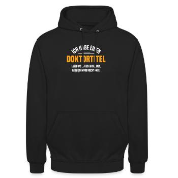 Doktortitel Promotion Doktorarbeit - Unisex Hoodie - Schwarz - Vorne - Alina (178cm) & Michal (187cm)