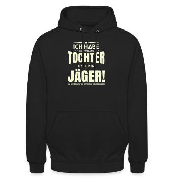 Jäger und Papa - Unisex Hoodie - Schwarz - Vorne - Alina (178cm) & Michal (187cm)