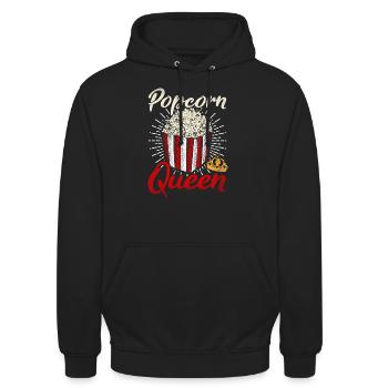 Popcorn Queen Popcorntüte Geschenk Frauen - Unisex Hoodie - Schwarz - Vorne - Alina (178cm) & Michal (187cm)