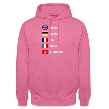 Switzerland Swiss German dialect - Unisex Hoodie - pink - Front - Alina (178cm) & Michal (187cm)