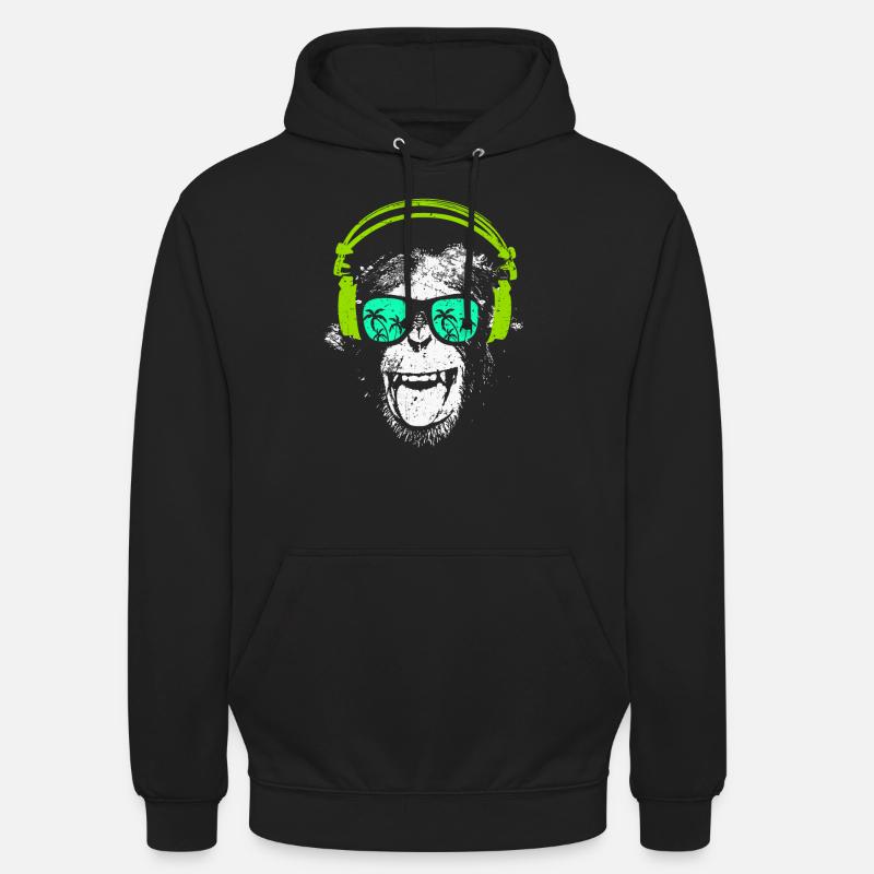 Monkey DJ - Sweat-shirt à capuche unisexe - noir
