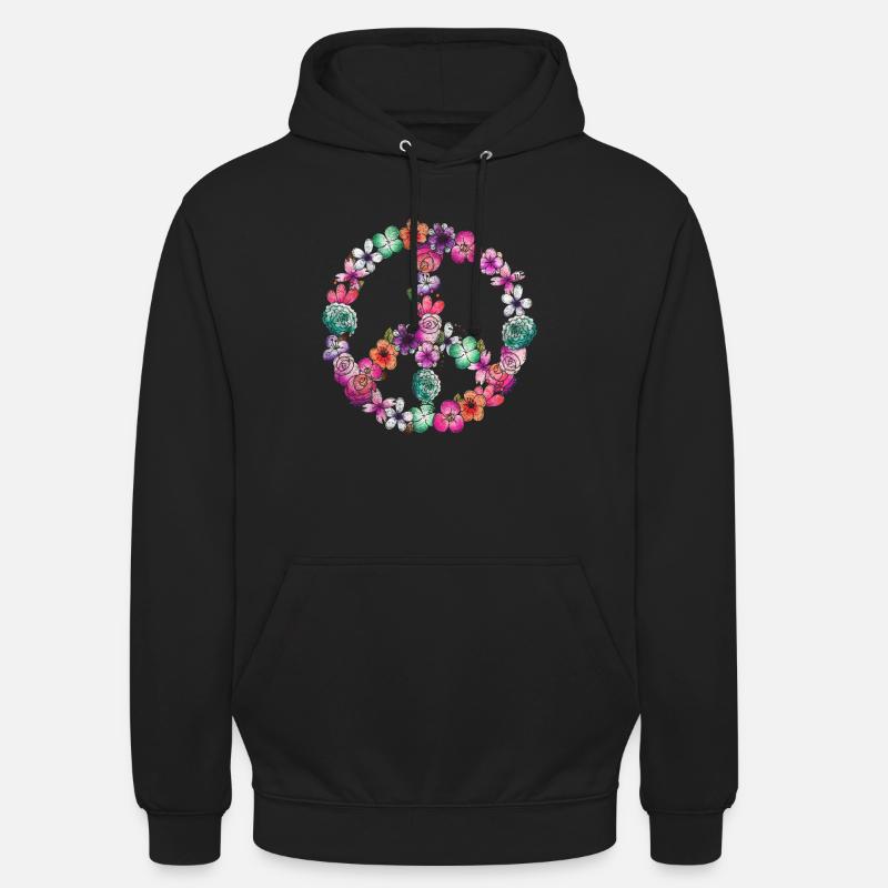 Frieden Blumen - Unisex Hoodie - Schwarz