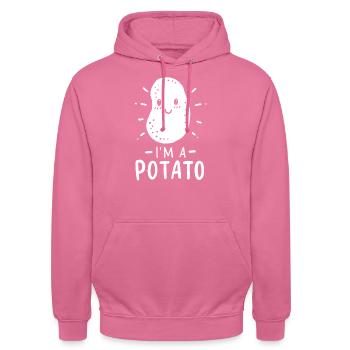 Pommes de terre - Sweat-shirt à capuche unisexe - rose - Devant - Alina (178cm) & Michal (187cm)