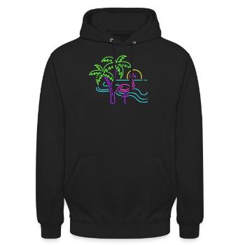Animaux flamants roses - Sweat-shirt à capuche unisexe - noir - Devant - Alina (178cm) & Michal (187cm)