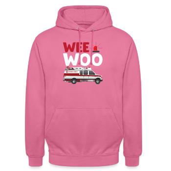 Ersthelfer Krankenwagen Rettungswagen Sanitäter - Unisex Hoodie - Pink - Vorne - Alina (178cm) & Michal (187cm)