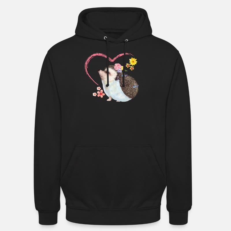 Hérisson tas de feuilles - Sweat-shirt à capuche unisexe - noir